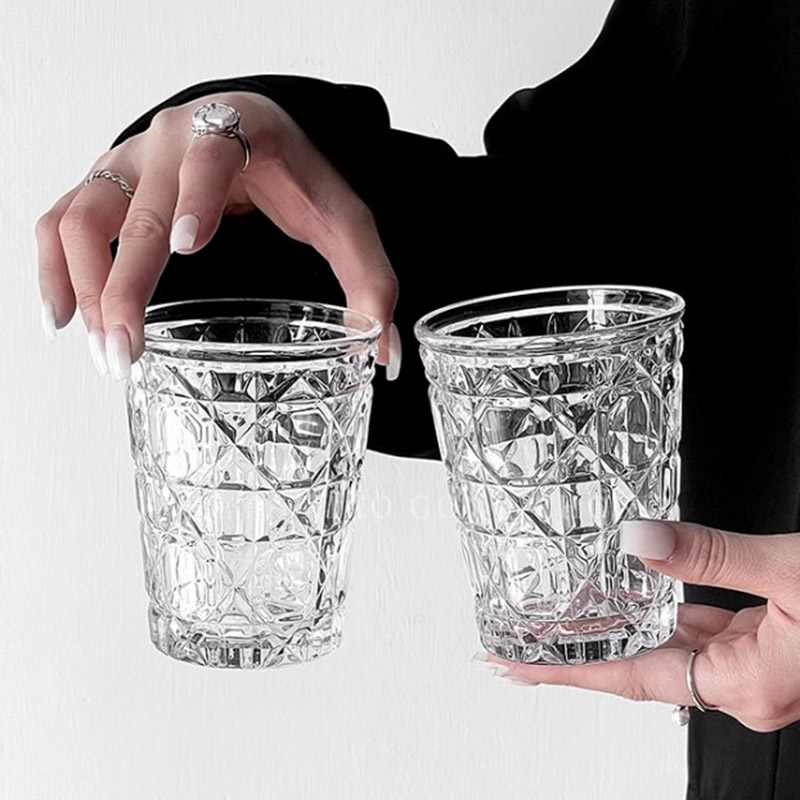 Wine Beer Drink - 2pcs 310ml Vintage Diamond Patterned Western