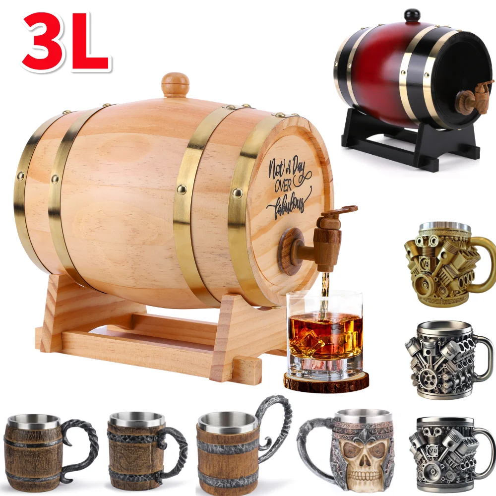 3L Wooden Whiskey Barrel with  - Wine Beer Cocktail recension och pris