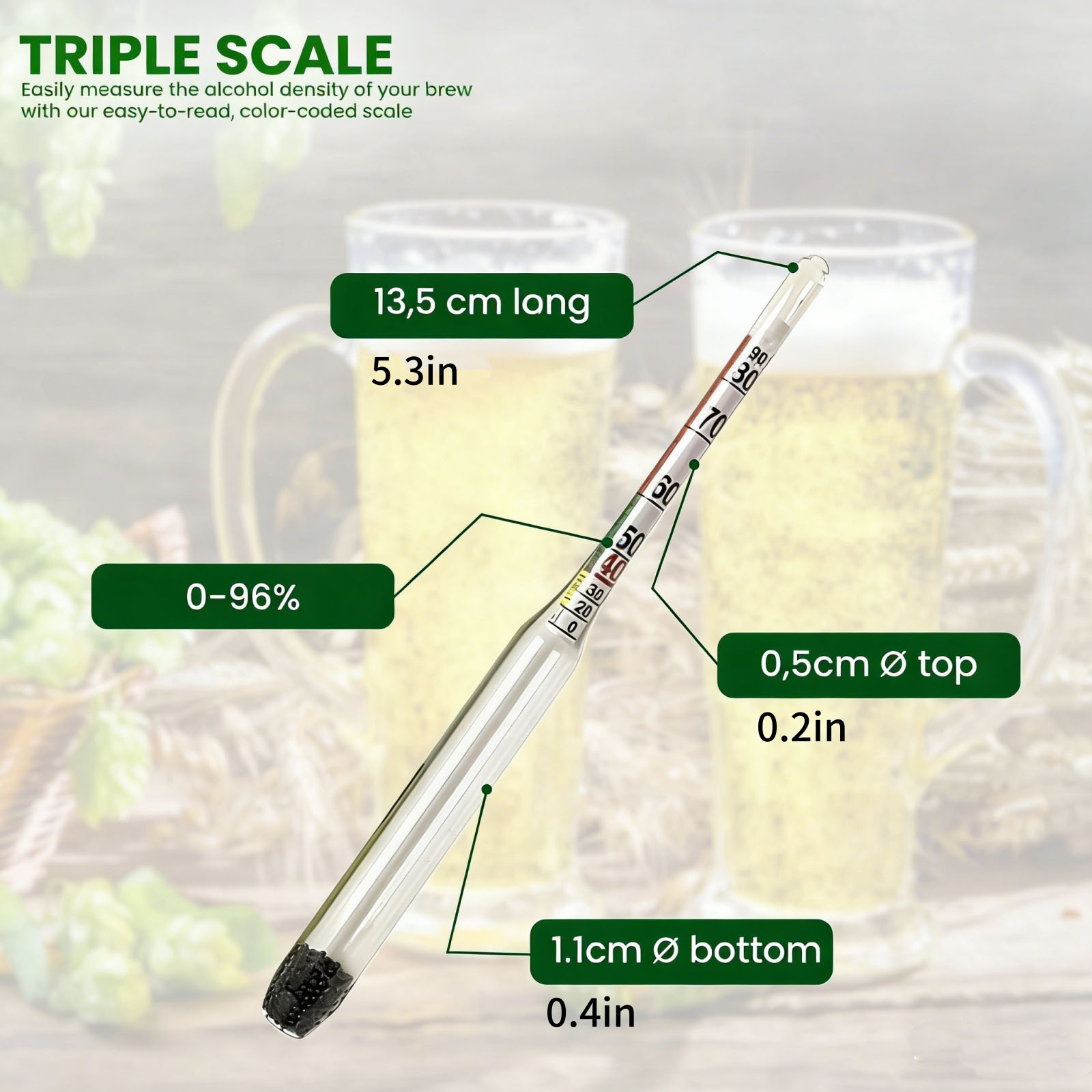 0-96% Glass Alcohol Hydrometer - Wine Beer And Mead recension och pris